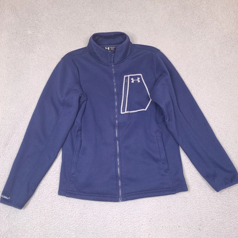 Under Armour Storm1‎ Navy Blue Full Zip Jacket Men's Size LG Fleece Lined